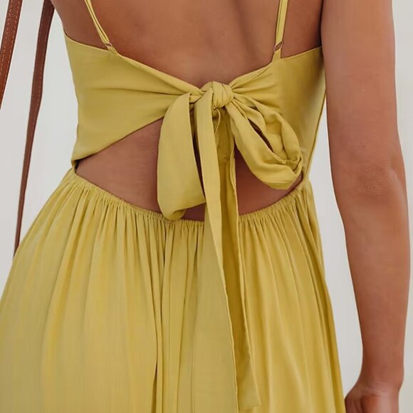 CUPSHE VACATION BUTTERSCOTCH TWIST FRONT KEYHOLE BACK MAXI DRESS SIZE XL NWT - Picture 5 of 6